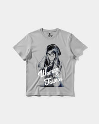 Camiseta Woman And Tattos Big Front Regular Basic Gris