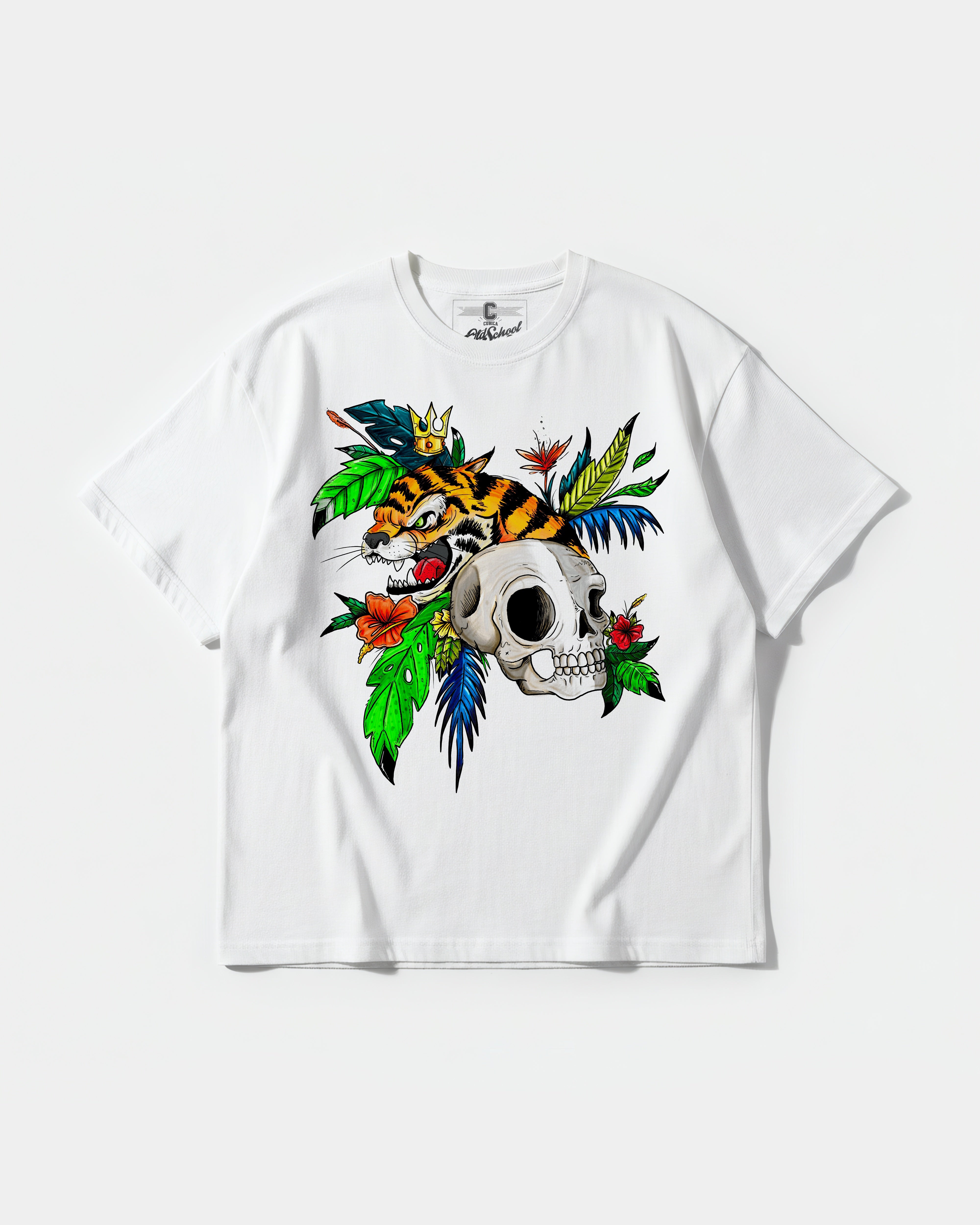 Camiseta Tiger Skull Big Front Oversize Basic