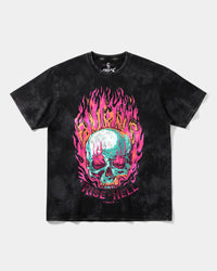 Camiseta Rise In Hell Big Front Oversize Acid Negro