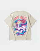 Camiseta Cubica Love Hurts Pocket Oversize Beige