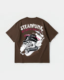 Camiseta Steampunk Retrofuturistic Big Back Oversize Basic Marron