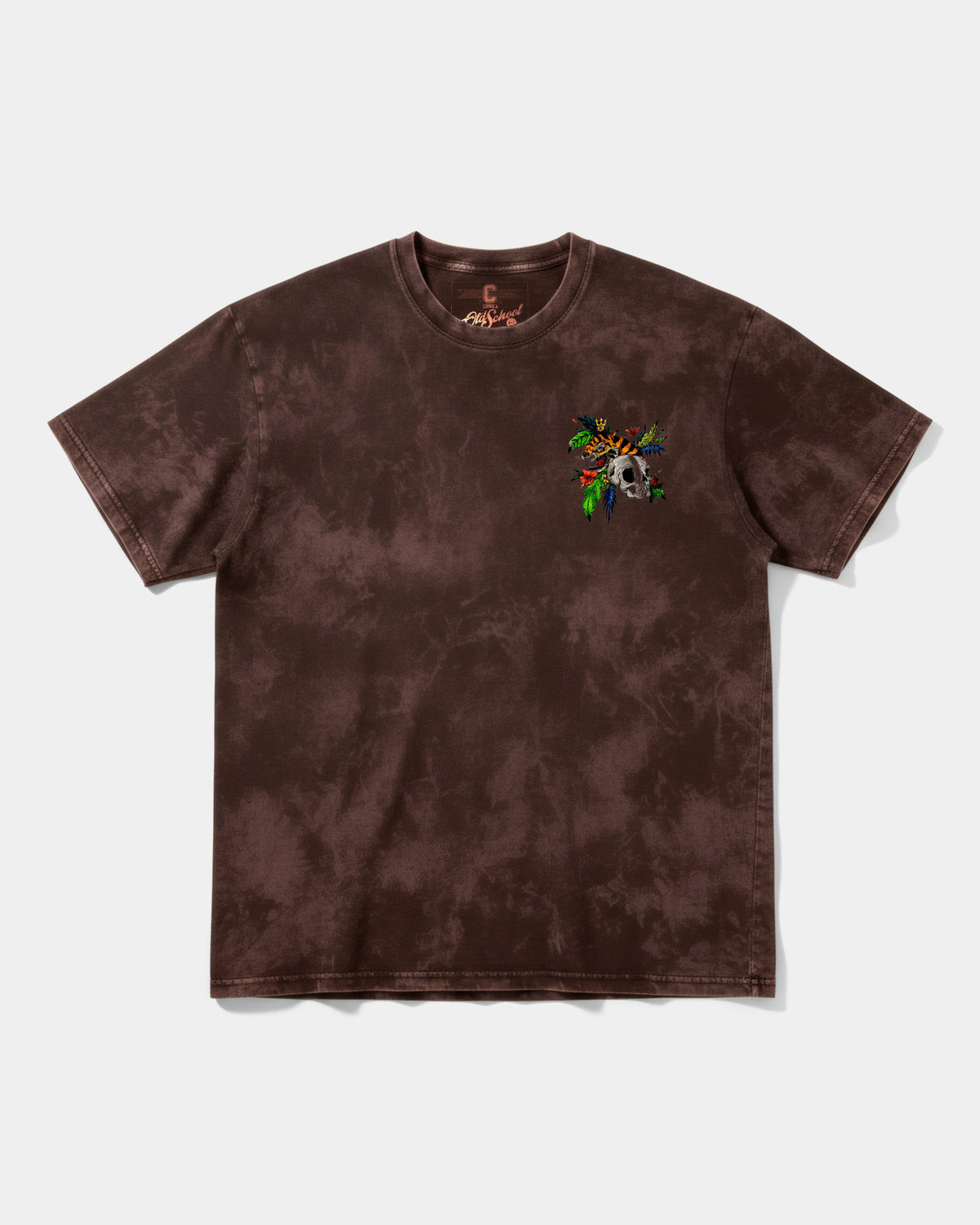 Tiger Skull Pocket Front Oversize Acid T-Shirt