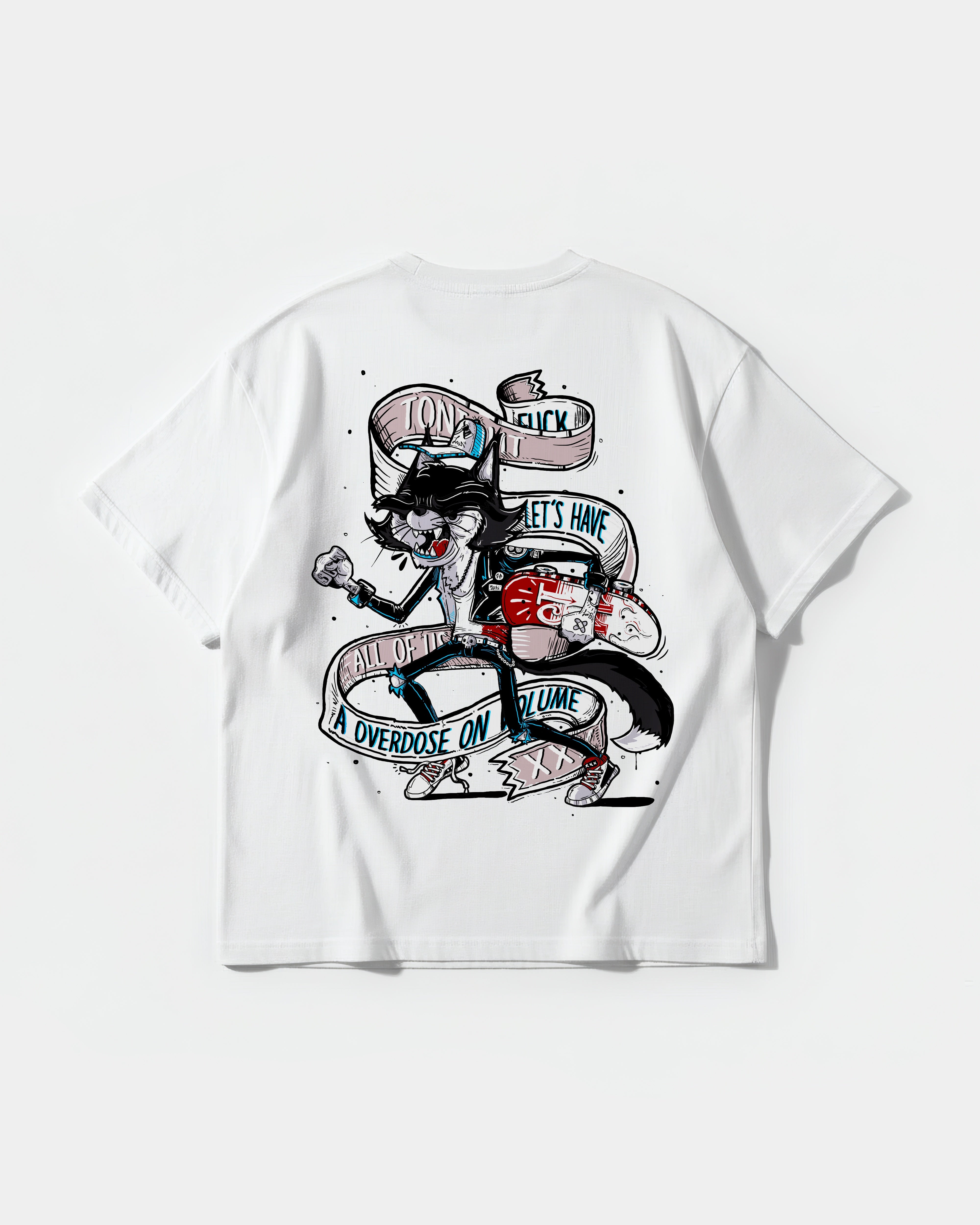 Camiseta Skater Cat Big Back Oversize Basic