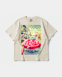 Camiseta Enjoy The World Big Front Oversize Basic Beige