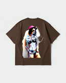 Camiseta Robot Girl Big Back Oversize Basic Marron