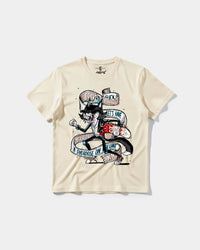 Camiseta Skater Cat Big Front Regular Basic Beige