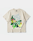 Camiseta Life Begins Big Front Oversize Basic Beige