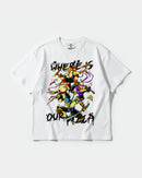 Camiseta Where Our Pizza Big Front Oversize Basic Blanco