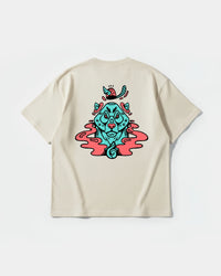 Camiseta Oso Con Gorro Big Back Oversize Basic Beige