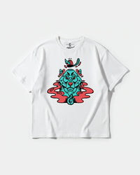 Camiseta Oso Con Gorro Big Front Oversize Basic Blanco