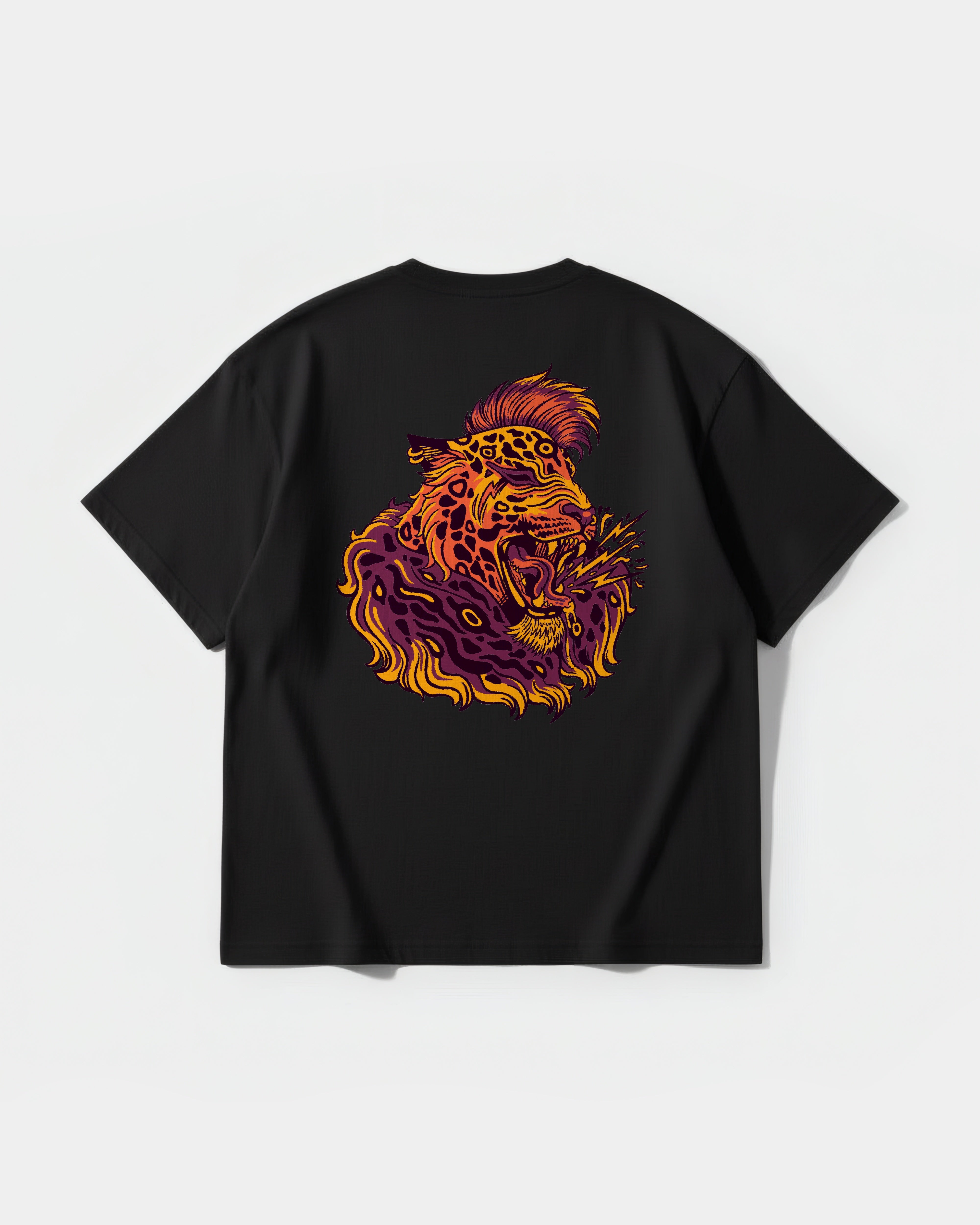 Camiseta Punk Leopard Big Back Oversize Basic