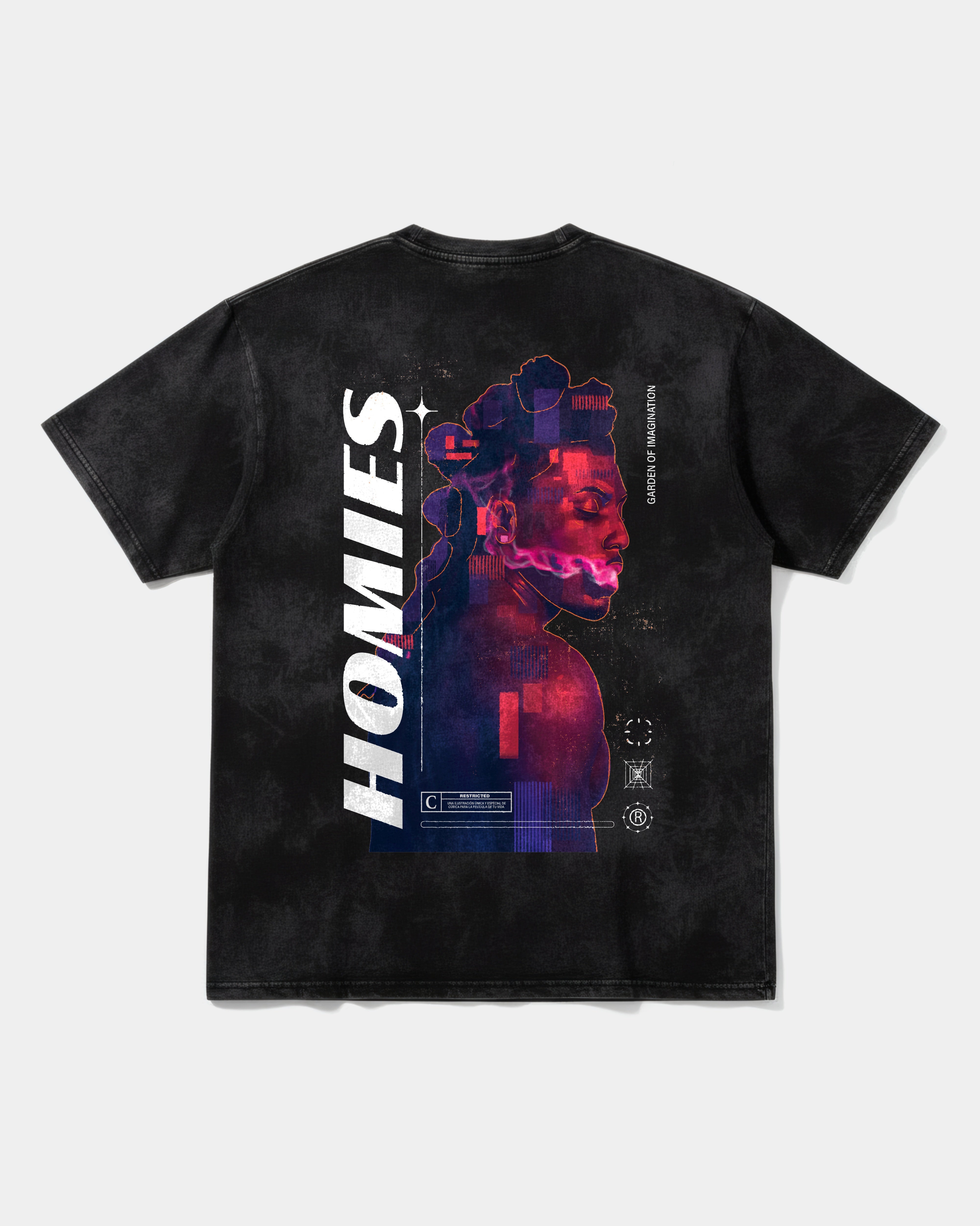 Camiseta Homies White Big Back Oversize Acid
