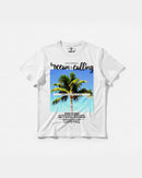 Camiseta Ocean Is Calling Big Front Regular Basic Blanco