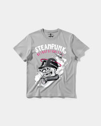Camiseta Steampunk Retrofuturistic Big Front Regular Basic Gris