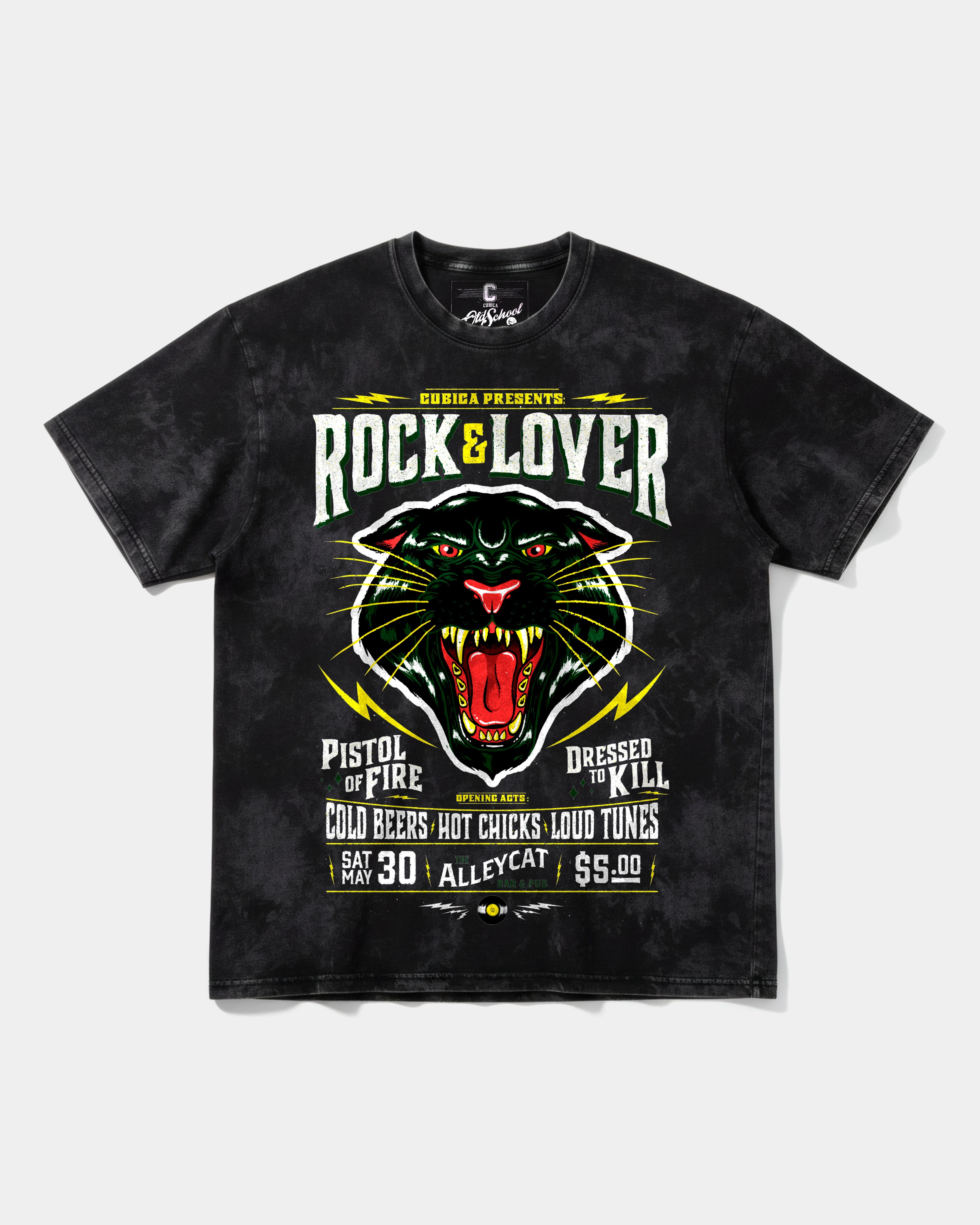 Camiseta Rock And Lover Big Front Oversize Acid