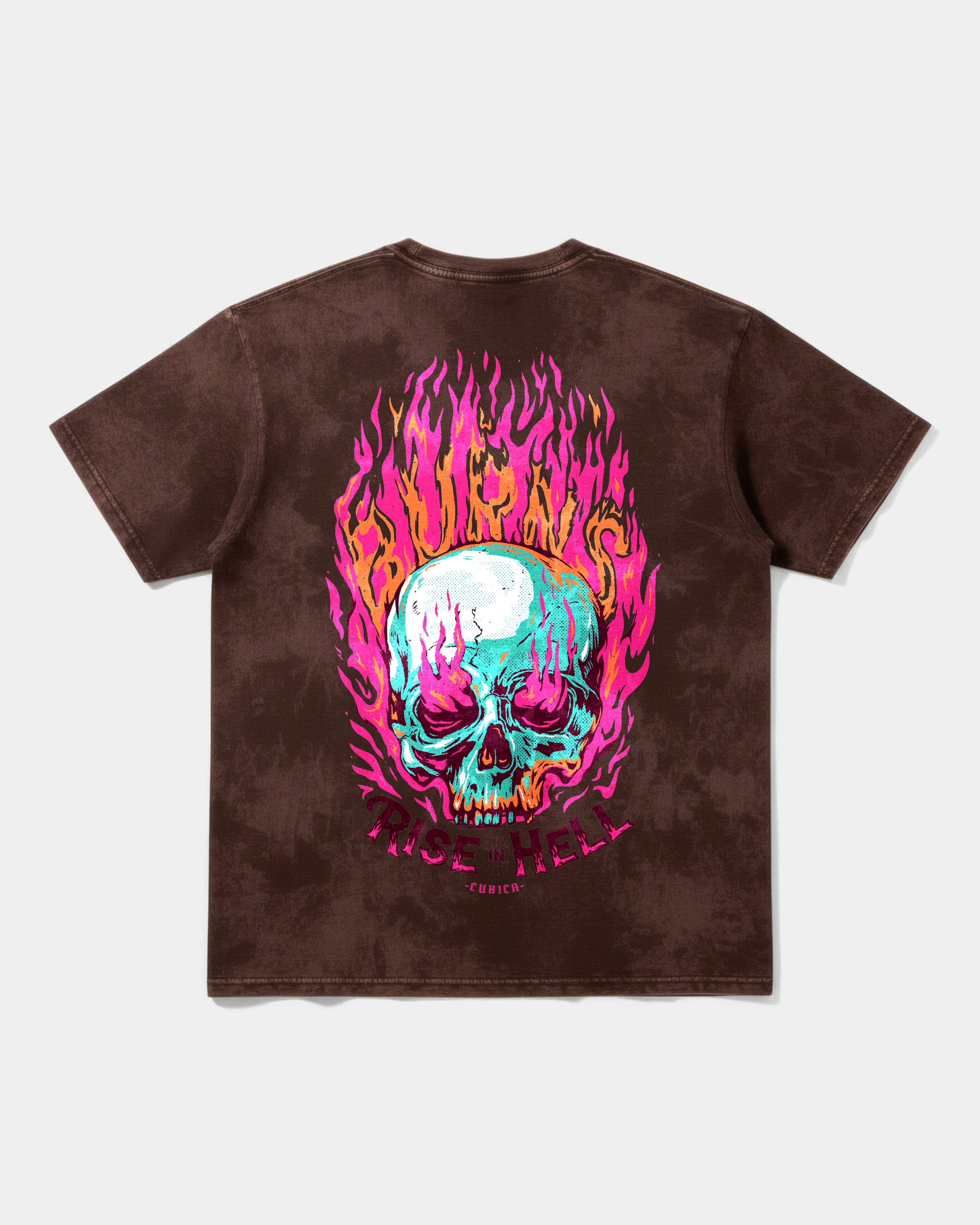 Camiseta Rise In Hell Pocket Espalda Oversize Acid