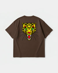 Camiseta Leopard Big Back Oversize Basic Marron