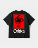 Camiseta Cubica Snake White Pocket Front Oversize Basic Negro