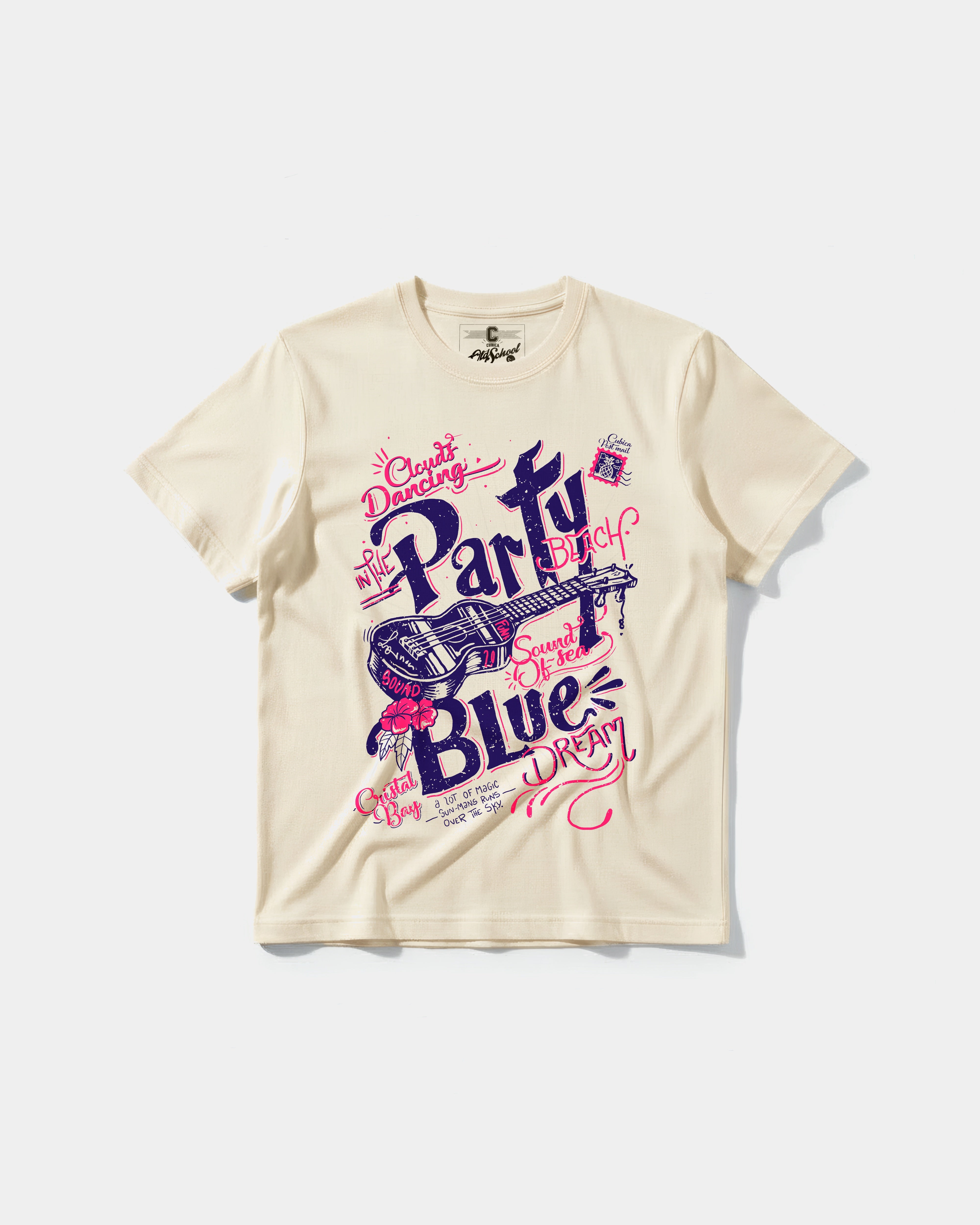 Camiseta Party Beach Big Front Regular Basic Beige