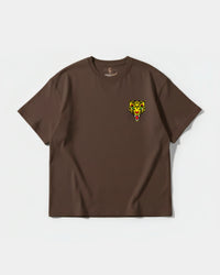 Camiseta Leopard Pocket Front Oversize Basic Marron
