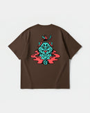 Camiseta Oso Con Gorro Big Back Oversize Basic Marron