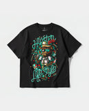 Camiseta Hipster Bear Big Front Oversize Basic Negro