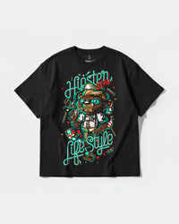 Camiseta Hipster Bear Big Front Oversize Basic Negro