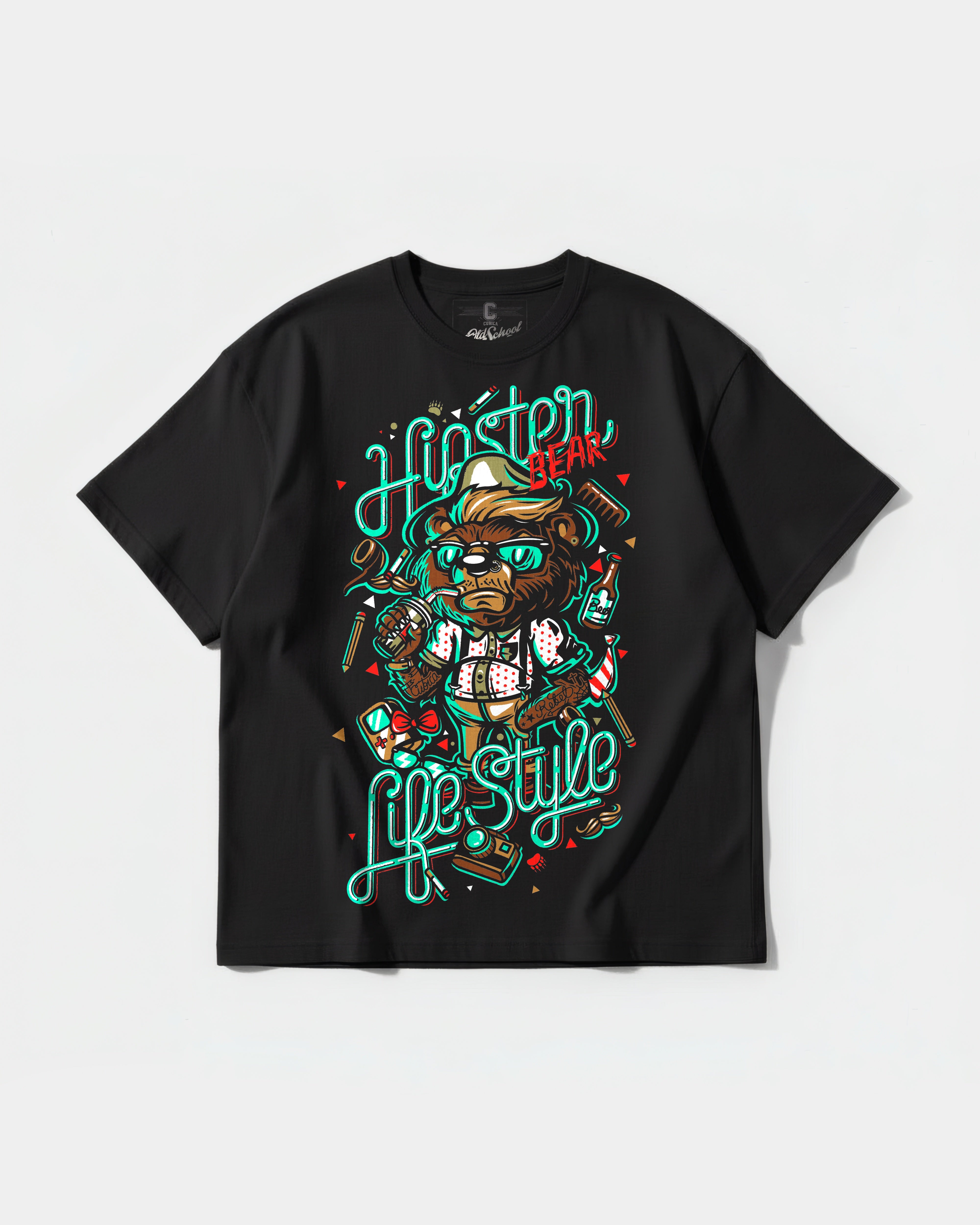 Camiseta Hipster Bear Big Front Oversize Basic