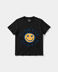 Camiseta Siempre Sonrie Pocket Front Regular Basic Negro