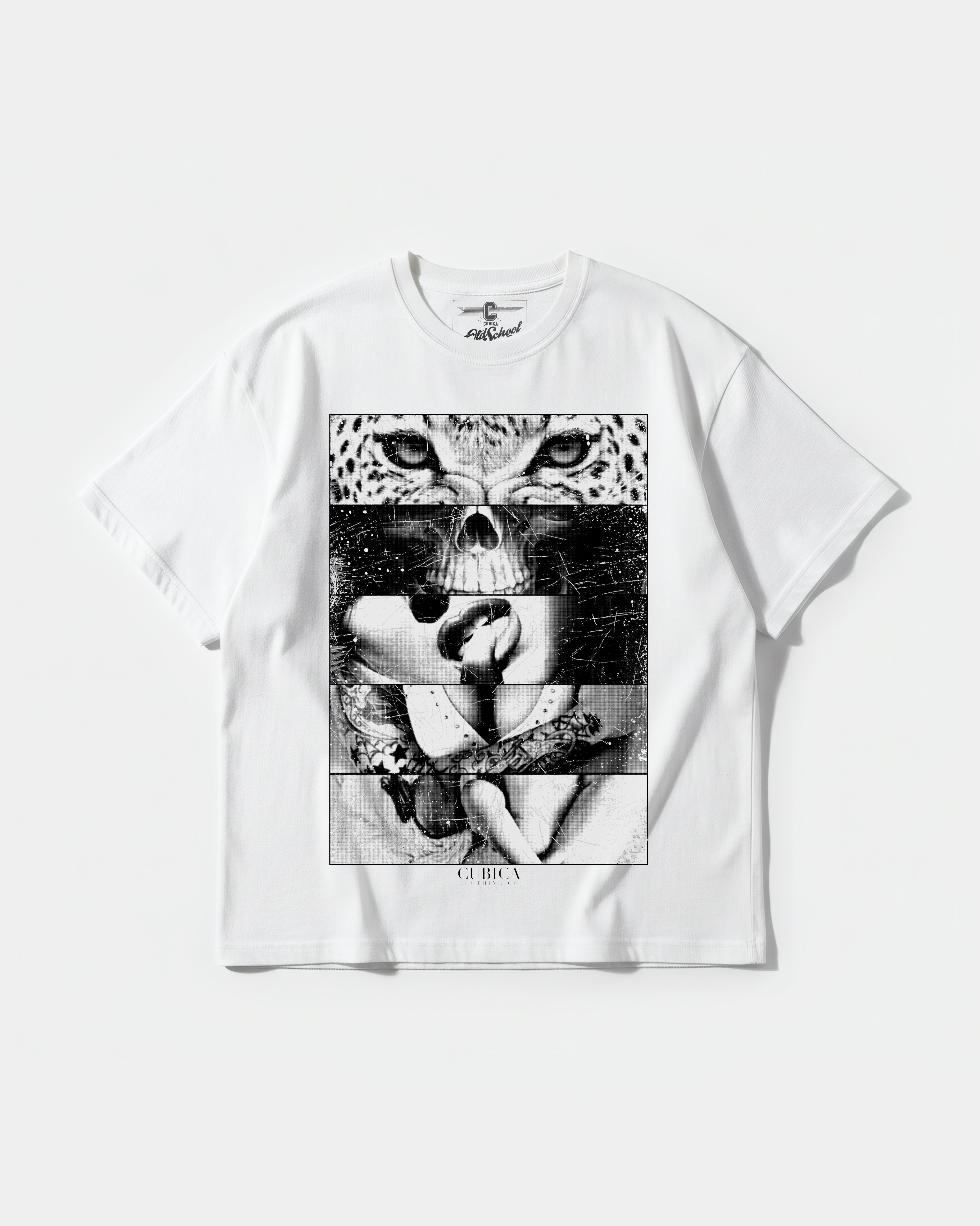 Camiseta Panter Skull Big Front Oversize Basic Blanco