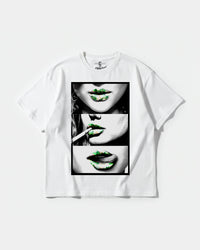 Camiseta Green Kisses Big Front Oversize Basic Blanco
