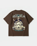 Camiseta Hold The Helm Big Back Oversize Basic Marron