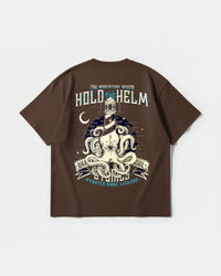 Camiseta Hold The Helm Big Back Oversize Basic Marron