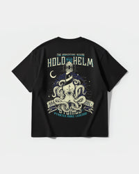 Camiseta Hold The Helm Big Back Oversize Basic Negro
