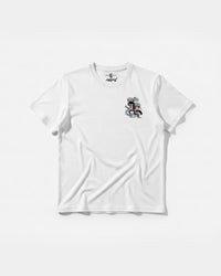 Camiseta Skater Cat Pocket Front Regular Basic Blanco