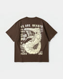 Camiseta We Are Beasts White Big Back Oversize Basic Marron