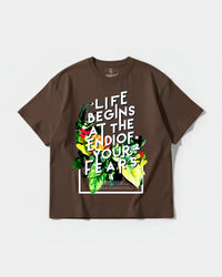 Camiseta Life Begins Big Front Oversize Basic Marron