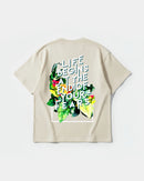 Camiseta Life Begins Big Back Oversize Basic Beige