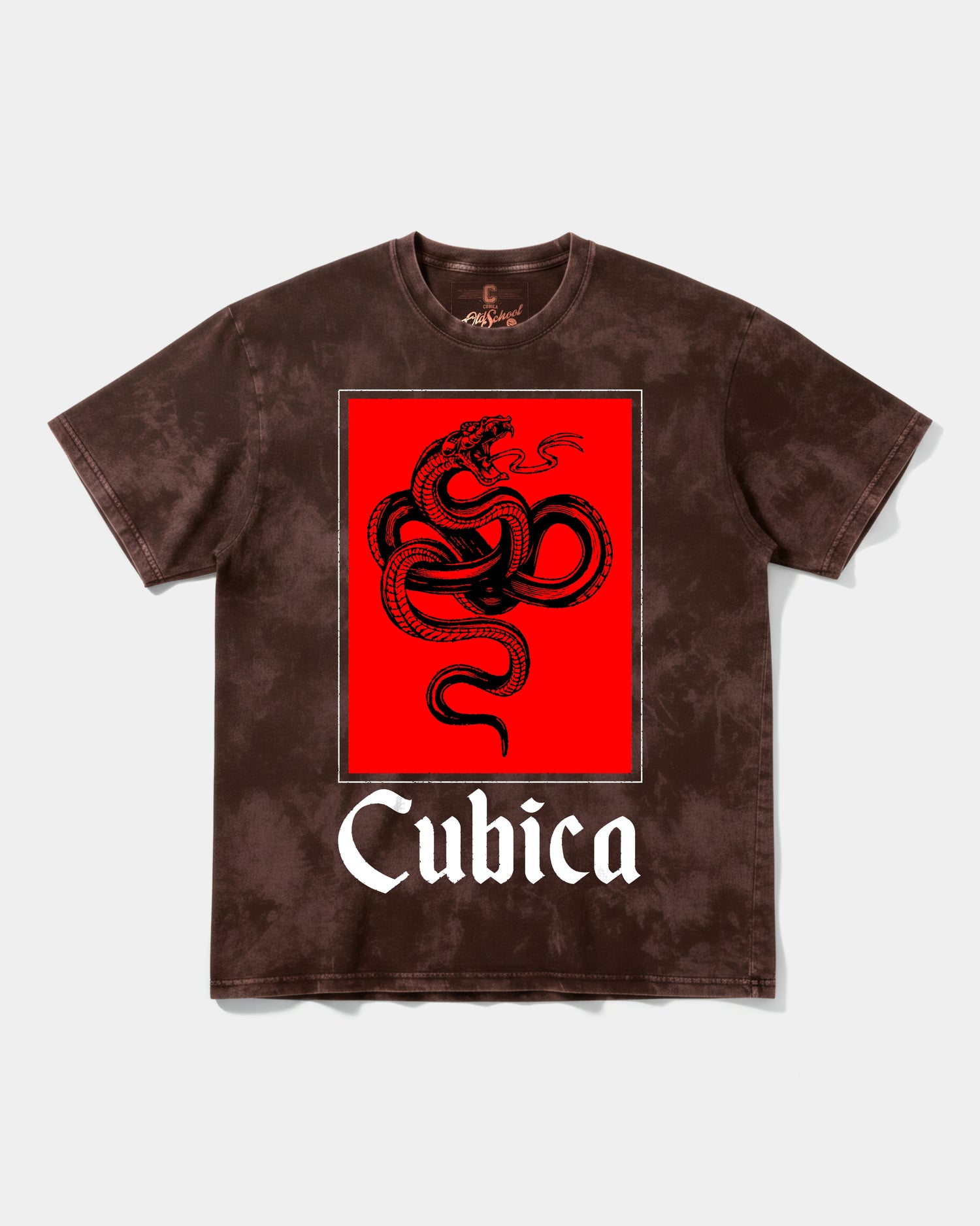 Camiseta Cubica Snake White Big Front Oversize Acid Marron