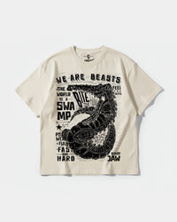 Camiseta We Are Beasts White Big Front Oversize Basic Beige