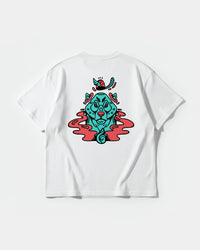 Camiseta Oso Con Gorro Big Back Oversize Basic Blanco