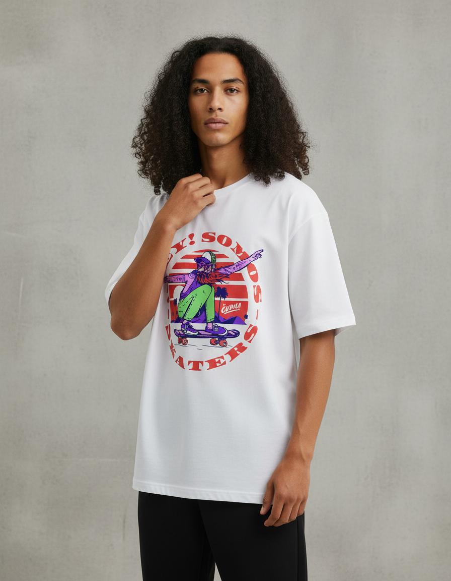 Modelo mide 1,83m y usa talla L