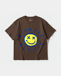 Camiseta Siempre Sonrie Pocket Front Oversize Basic Marron