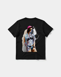 Camiseta Robot Girl Big Back Regular Basic Negro