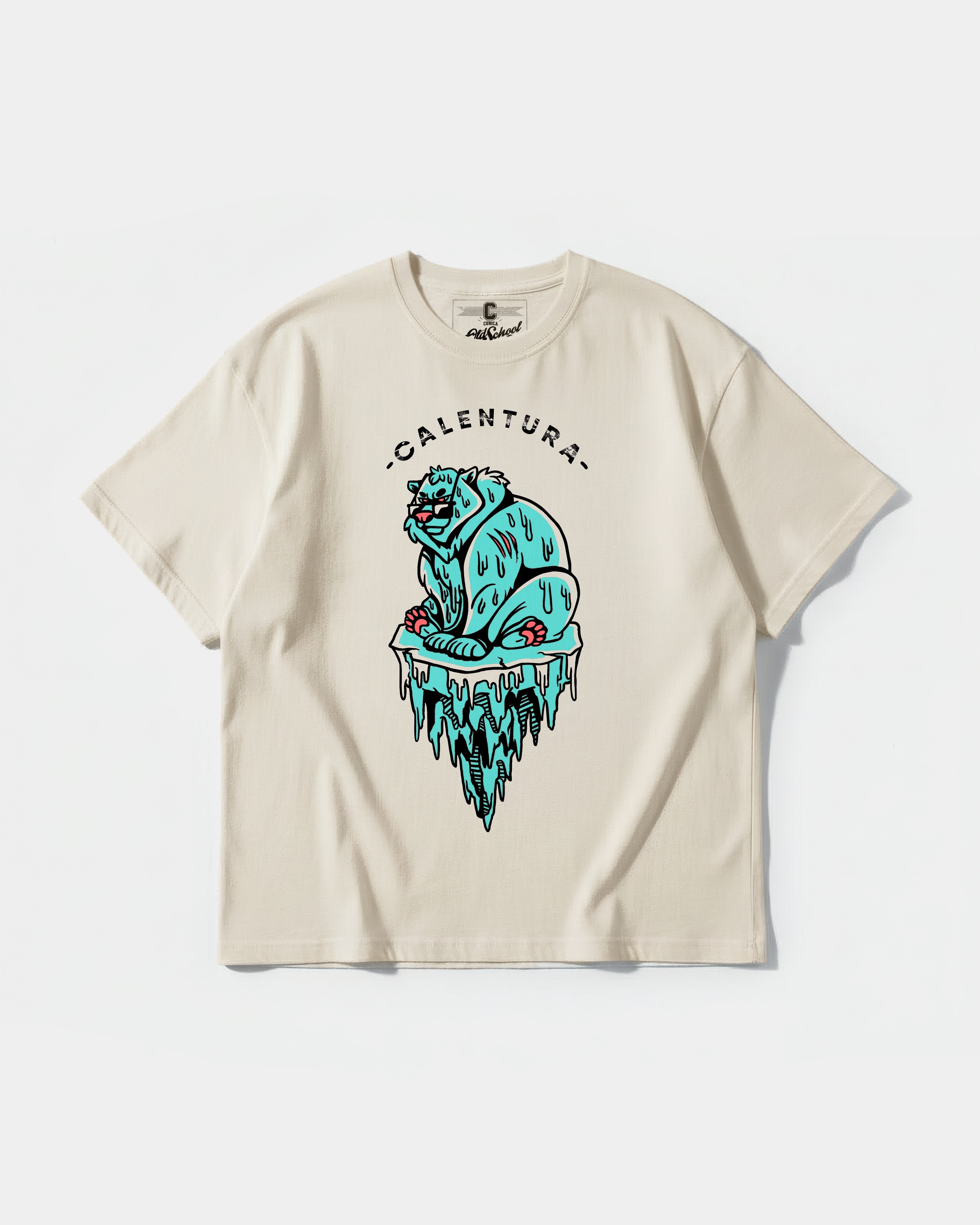 Camiseta Calentura Oso Polar Big Front Oversize Basic Beige