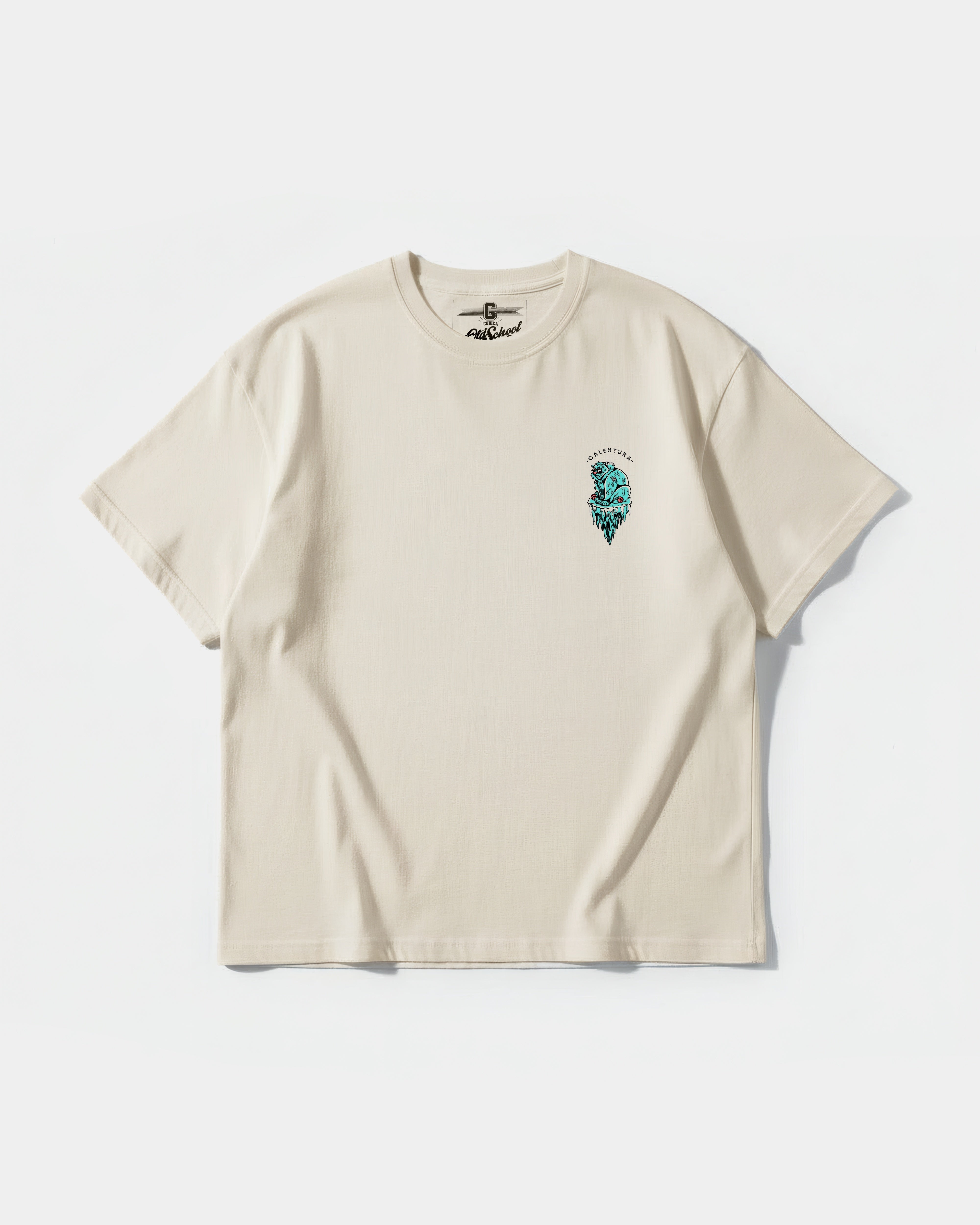 Camiseta Calentura Oso Polar Pocket Front Oversize Basic Beige