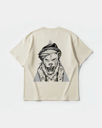 Camiseta Human Lion Big Back Oversize Basic Beige