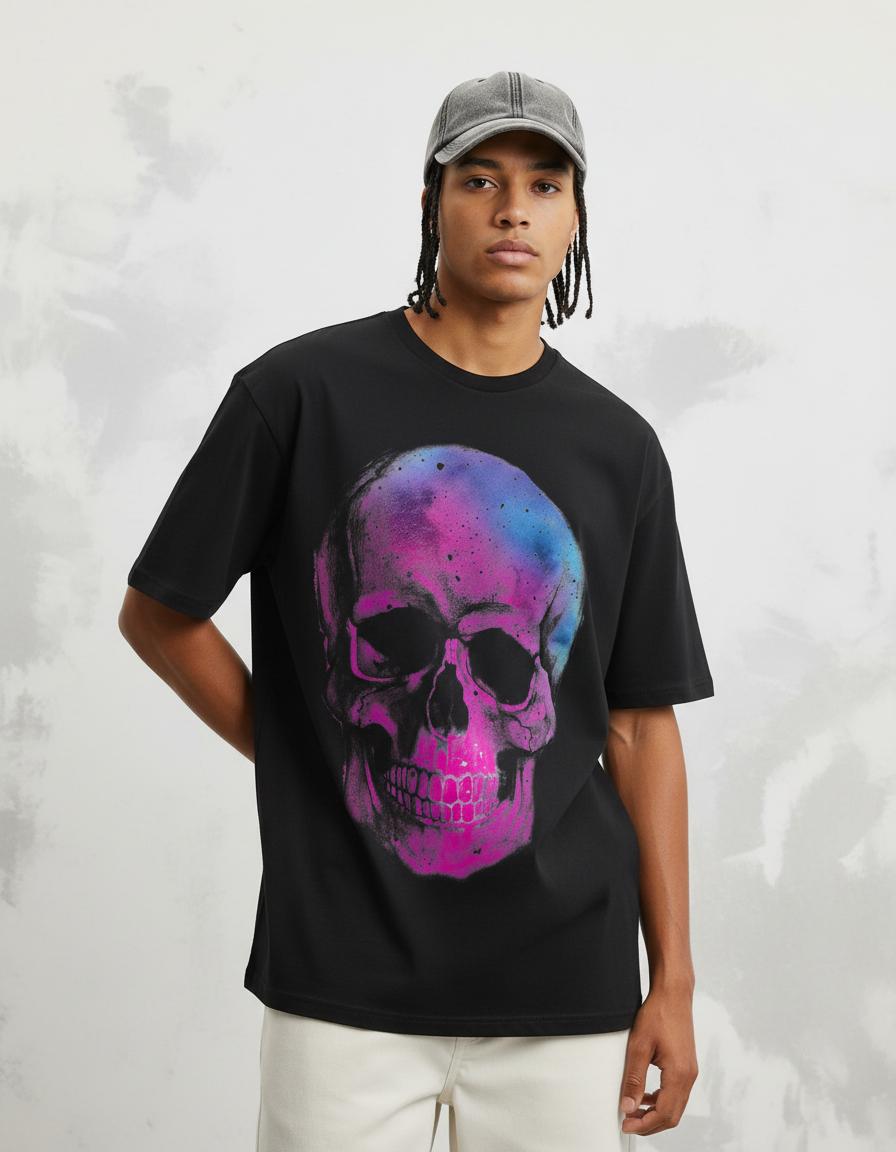 Modelo mide 1,82m y usa talla L