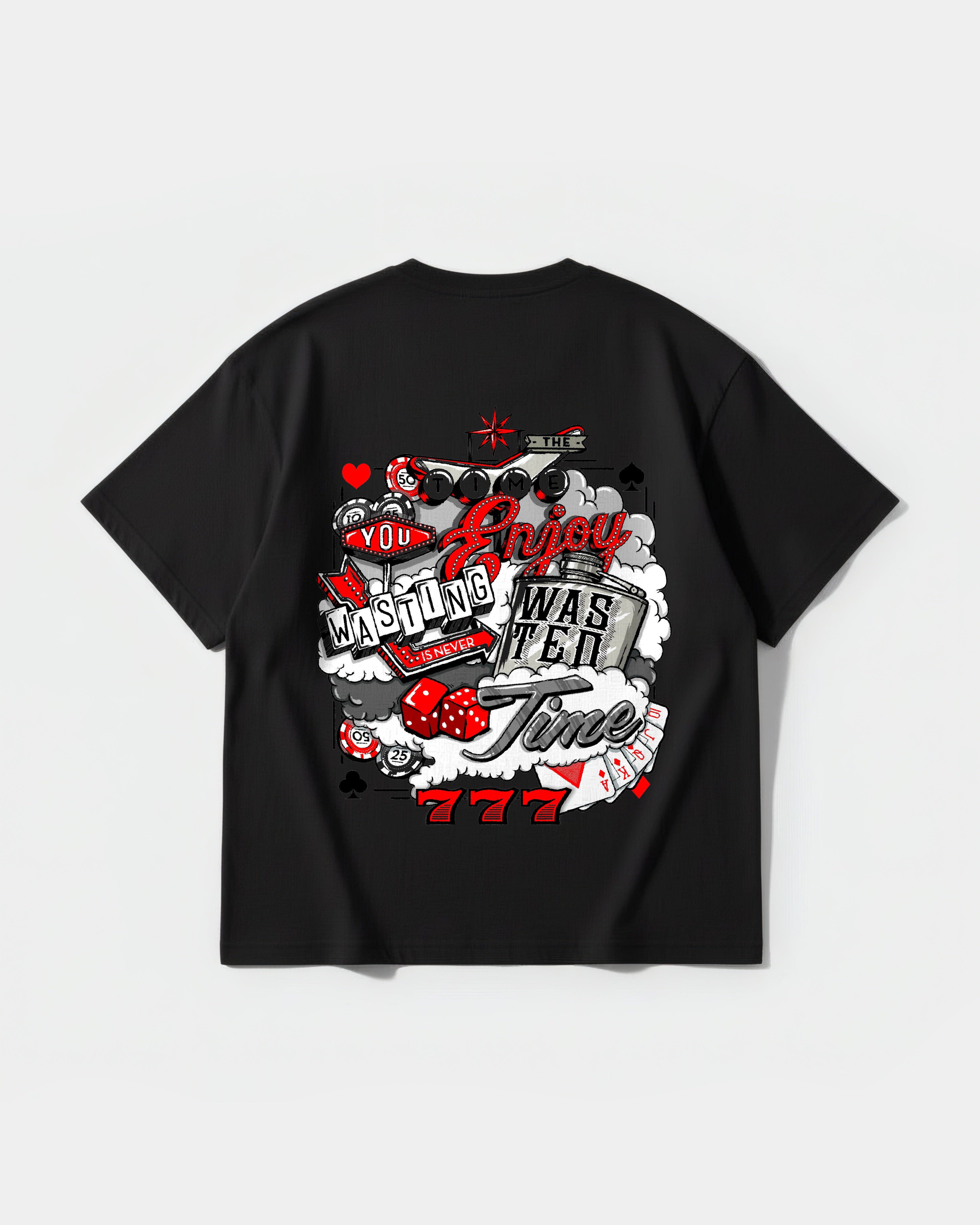 Camiseta Wasting Time 777 Big Back Oversize Basic