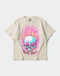 Camiseta Rise In Hell Big Front Oversize Basic Beige